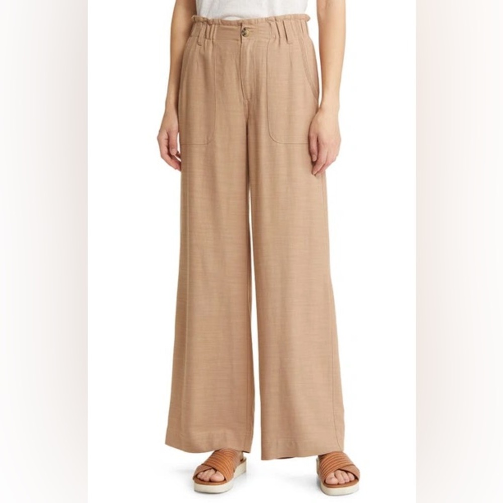 WIT & WISDOM Sky Rise Wide Leg Pants In Peanut Butter